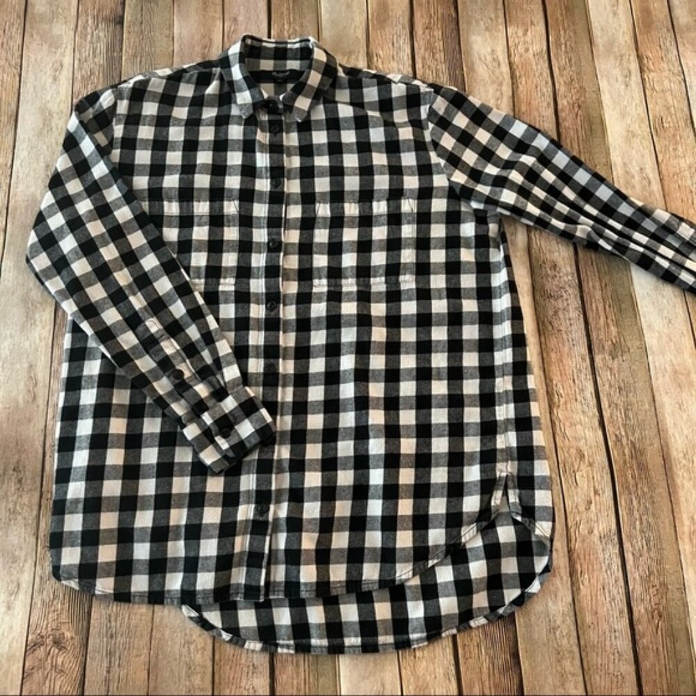 Madewell women’s long sleeve plaid flannel button down shirt | size Extra Small